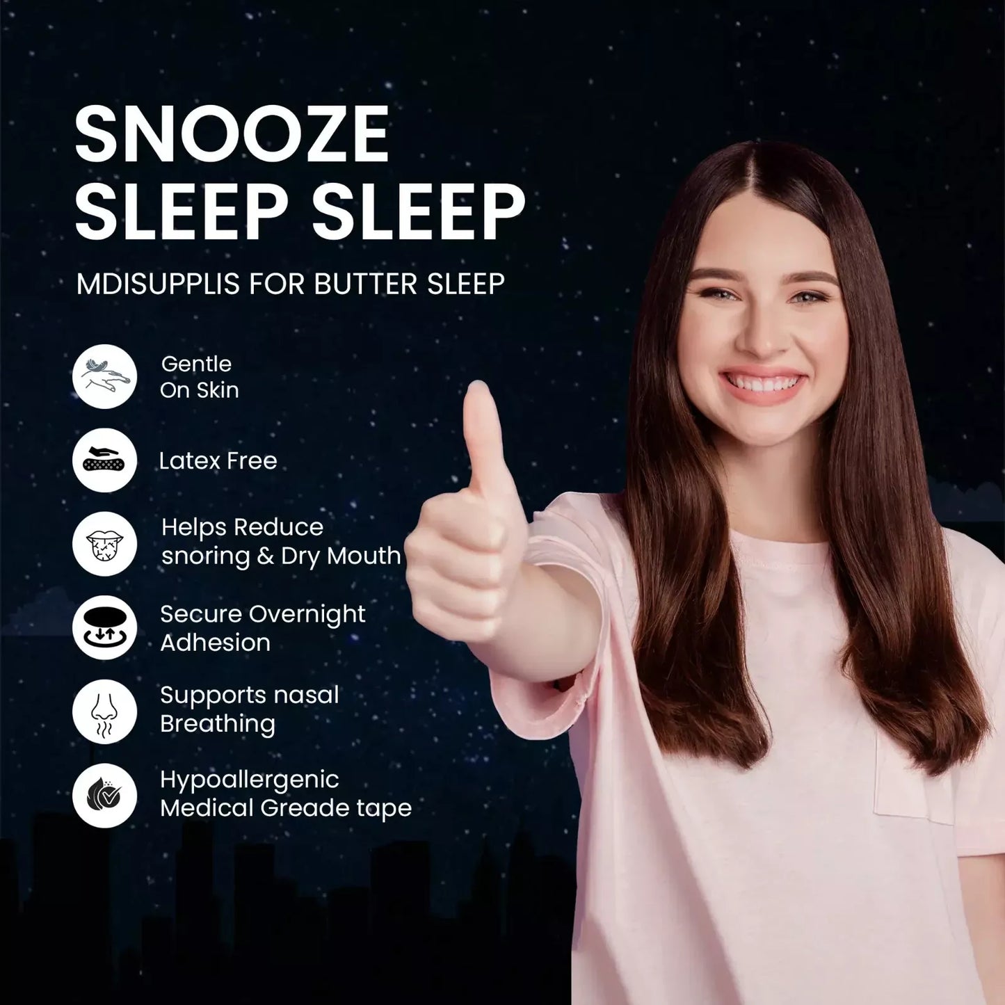 Medisupplis Anti-Snoring Mouth Tape for Sleeping – 3 Pack (90pcs)